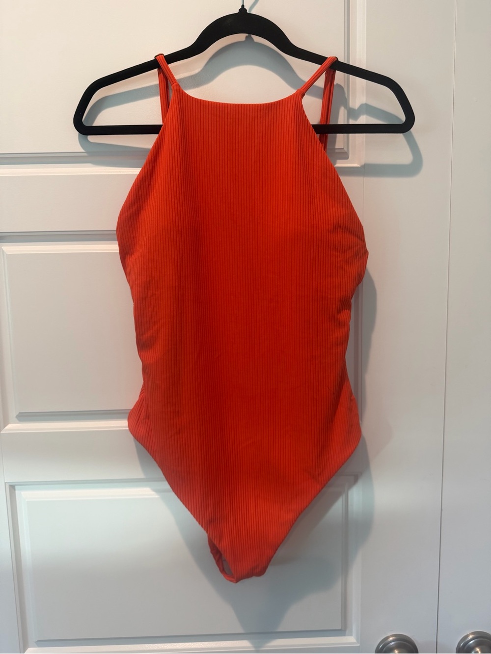 NWT Andie Swim Ashbury One Piece Ribbed Orange Low Back Womens Size Large